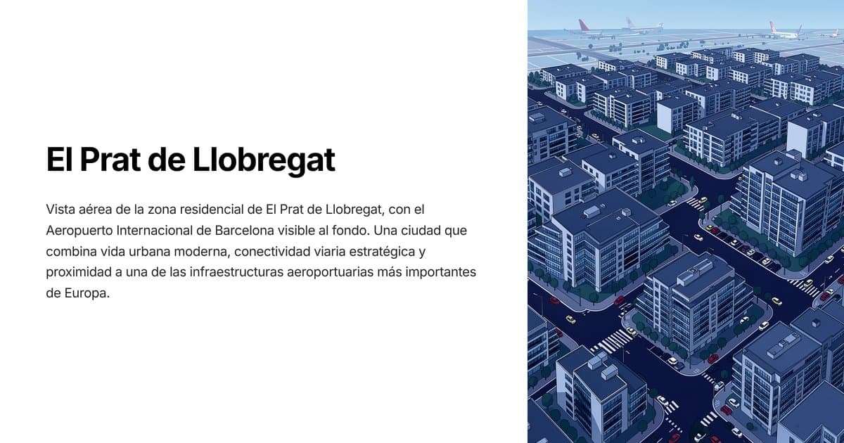 Vista aérea El Prat de Llobregat con el Aeropuerto de Barcelona al fondo, mercado inmobiliario 2025