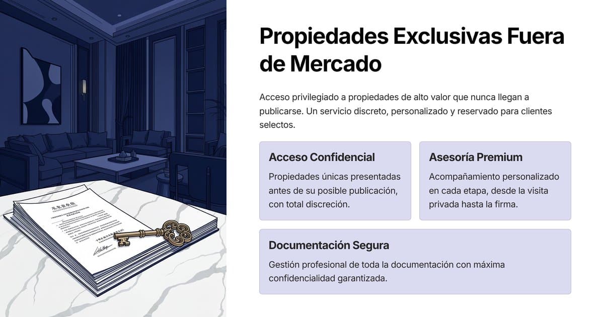 Interior premium con acabados de diseño y documentación confidencial sobre mesa, propiedades OFF MARKET Catalunya 2025