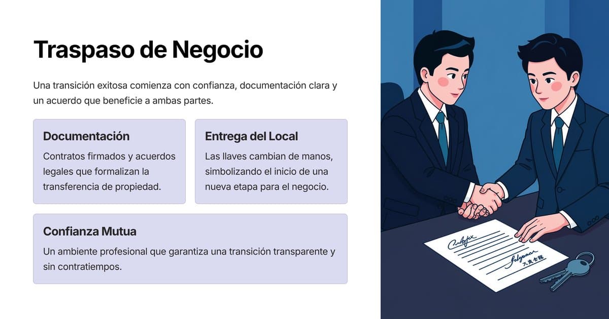 Empresari i nou propietari signant contracte de traspàs de negoci en oficina professional